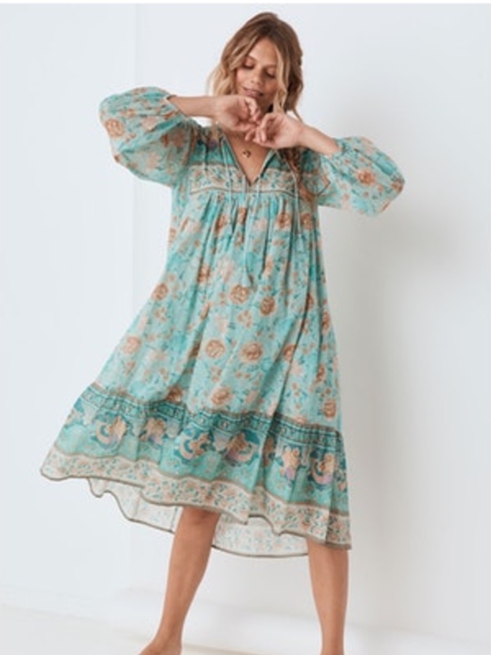 🔮SPELL & THE GYPSY COLLECTIVE SEASHELL MERMAID BOHO DRESS - SEAFOAM - Picture 13 of 13
